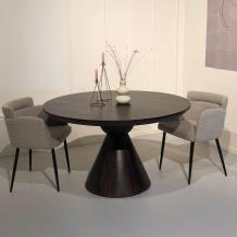 Ronde eettafel walnoot 130 cm sfeerbeeld