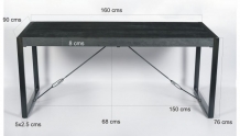 Afmetingen van eettafel zwart mango 160 cm