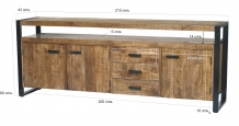 dressoir mangohout 210 cm