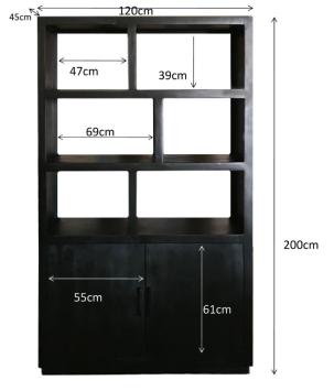 Hoge kast zwart 200 cm