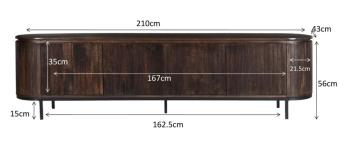 Afmetingen tv-meubel Noor 210 cm walnoot