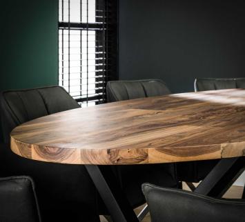 ovale tafel notenhout 270 cm