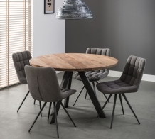 ronde eettafel acacia 120 cm geschuurd rvs