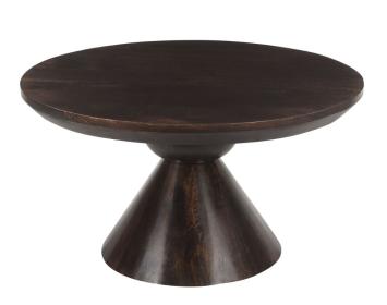 Ronde salontafel walnoot 80 cm schuin vrijstaand