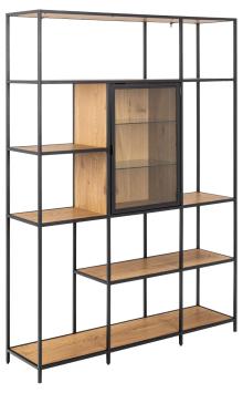 Boekenkast met vitrine eikenlook 135 cm