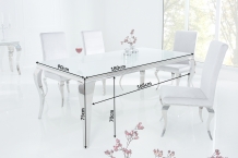 Barock eettafel wit glas 180 cm