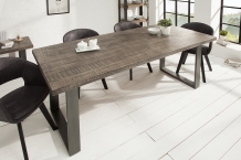 eettafel mangohout grijs 160 cm