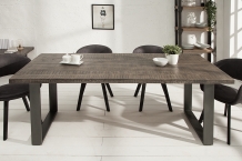 eettafel mangohout grijs 160 cm