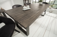 eettafel mangohout grijs 160 cm