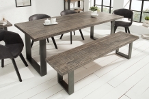 eettafel mangohout grijs 160 cm