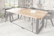 eettafel mangohout grijs 160 cm