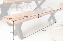 eettafel bank mango hout 200 cm