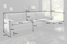 Afmetingen longchair bank grijs