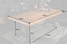 Afmetingen van robuuste tafel mango 200 cm