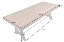 Afmetingen robuuste tafel mango 240 cm