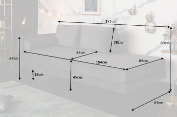 chaise longue grijs 196 cm