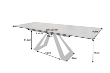 uitschuifbare tafel grijs keramiek 180-230 cm