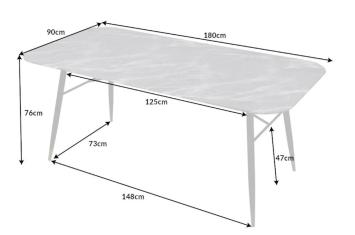 Eettafel glas grijs marmer look