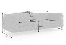 Bankstel modern barock grijs 240 cm