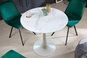 Ronde tafel marmerlook 80 cm - sfeerbeeld schuin boven