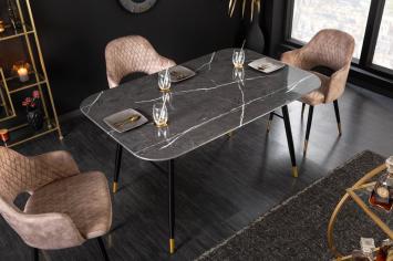 Eettafel glas antraciet marmerlook 140 cm