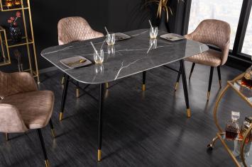 Eettafel glas antraciet marmerlook 140 cm