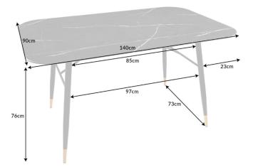 Eettafel glas antraciet marmerlook 140 cm