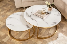 Salontafel set goud marmerlook wit