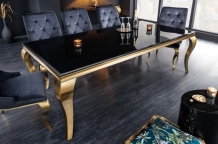 Barok eettafel goud met zwart glas 180 cm