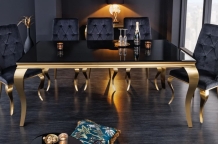 Barok eettafel goud & zwart glas 200 cm