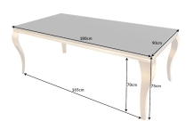 Barok eettafel goud met zwart glas 180 cm