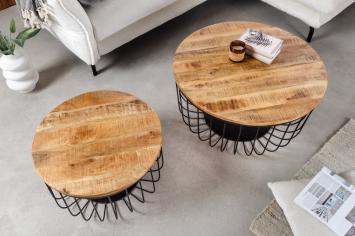 ronde salontafel set mango naturel