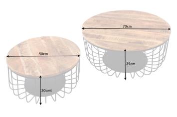 ronde salontafel set mango naturel