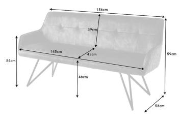 tafelbank euphoria grijs fluweel 156 cm