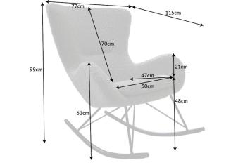 schommel fauteuil grijs bouclé