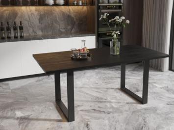 eettafel mangohout zwart 160 cm