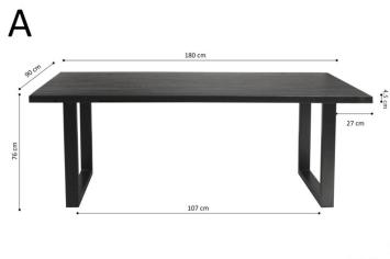 eettafel mangohout zwart 200 cm