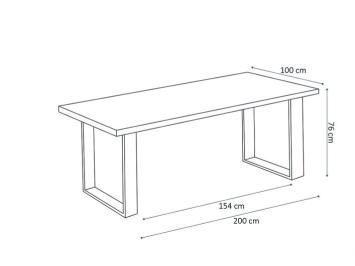 eettafel mangohout zwart 200 cm