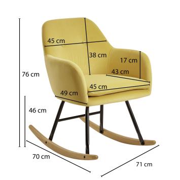 schommelstoel geel fluweel 