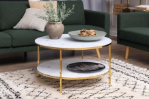 salontafel rond marmerlook wit goud -80 cm