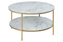 salontafel rond marmerlook wit goud -80 cm