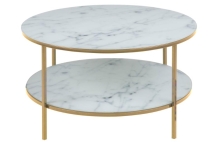 salontafel rond marmerlook wit goud -80 cm