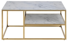 salontafel marmerlook wit goud 90 cm