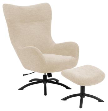 fauteuil met voetstoel creme