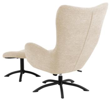 fauteuil met voetstoel creme