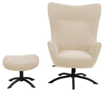 fauteuil met voetstoel creme