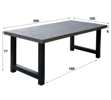 Acacia eettafel grijs 200 cm