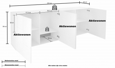 Prisma dressoir antraciet 4 deuren