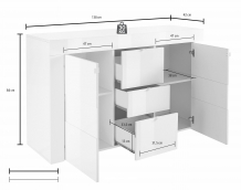 dressoir hoogglans wit 138 cm