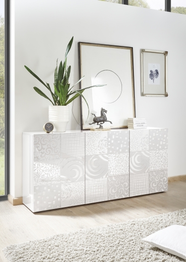 miro dressoir wit met zeefdruk